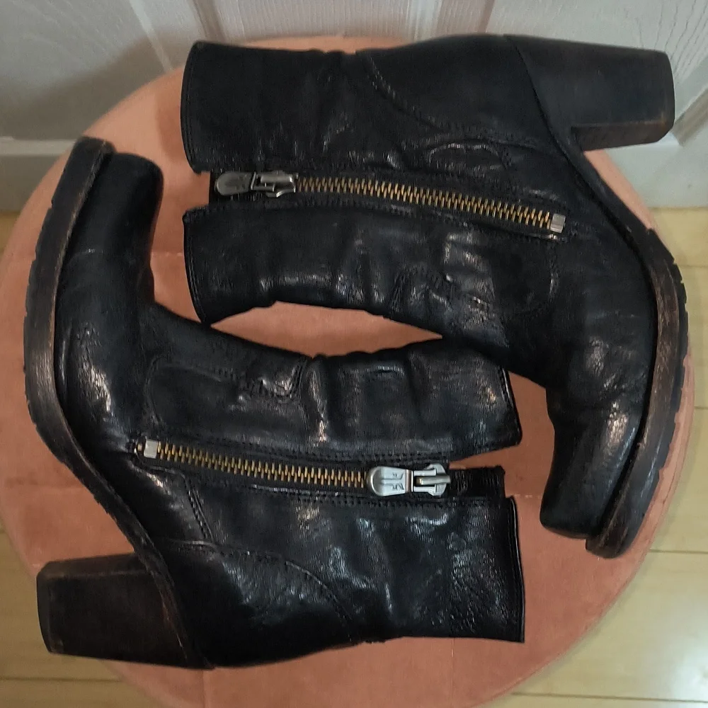 Frye Sylvia Leather Ankle Boots Size 7 - Picture 2 of 9